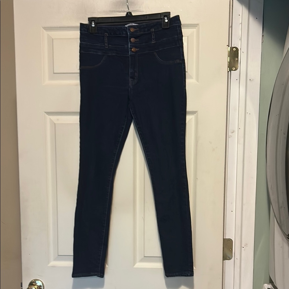 Refuge High-Waisted Triple-Button Skinny Jeans Size 10
